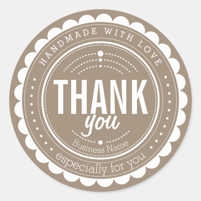 Sticker en Merci artisanal Chic Beige Tan Blanc (Devant)