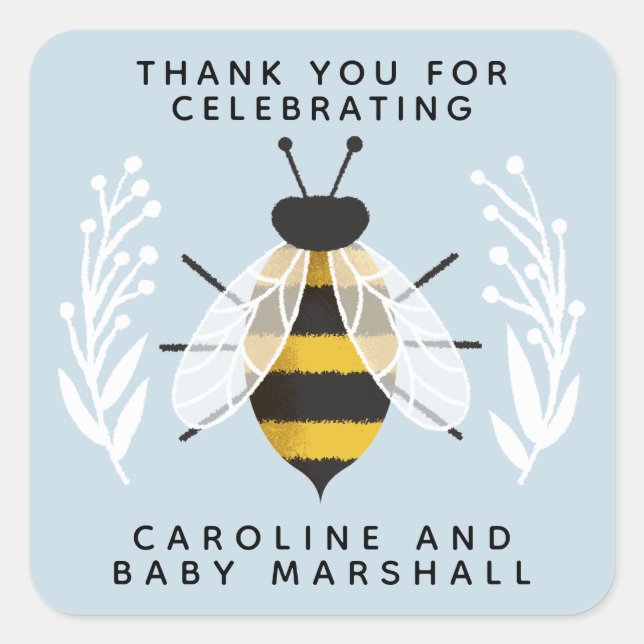 Sticker en Merci Baby shower Blue Mama (Devant)