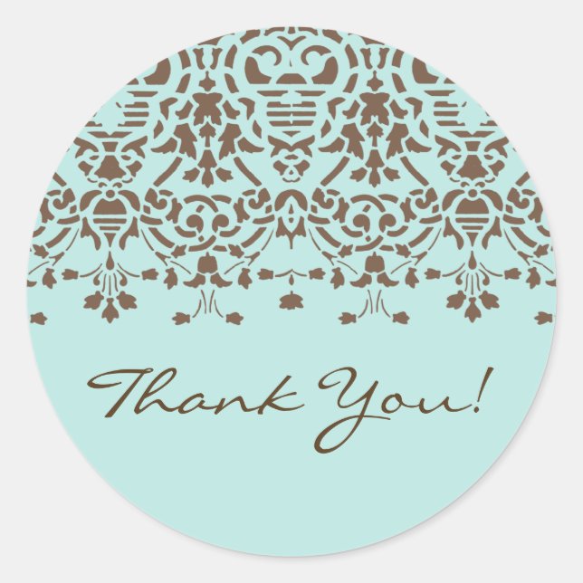 Sticker en Merci Damask Brown & Turquoise (Devant)