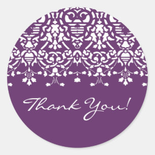 Sticker en Merci damassé blanc et violet