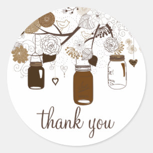 Sticker en Merci d'automne Brown Mason Jars & Fleu