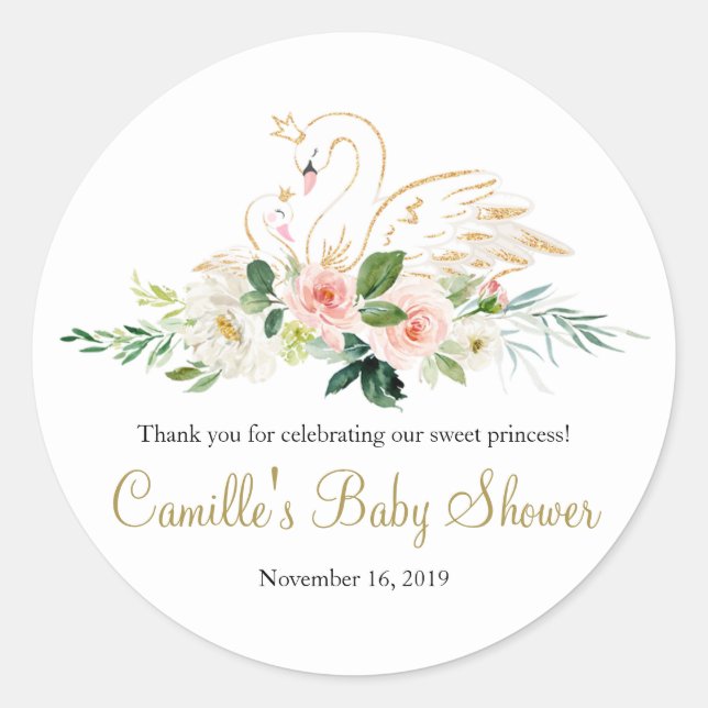 Sticker en Merci de Baby shower de cygne (Devant)