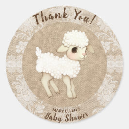 Sticker en Merci de Baby shower de petit agneau Bu