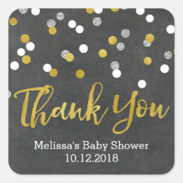 Sticker en Merci de Baby shower en argent or