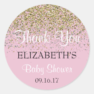 Sticker en Merci de Baby shower rose