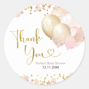 Sticker en Merci de Baby shower rose-bleu