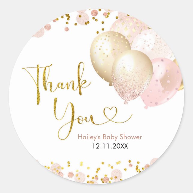 Sticker en Merci de Baby shower rose-bleu (Devant)