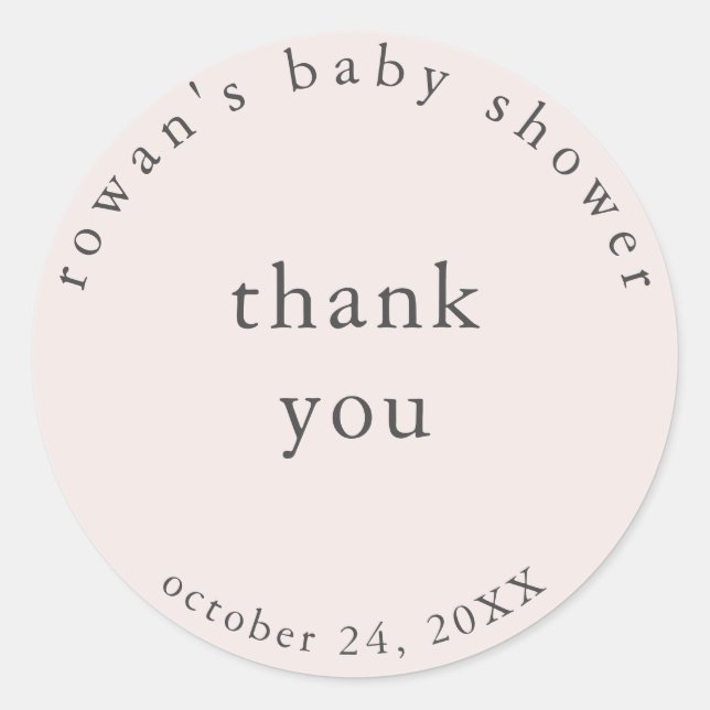 Sticker en Merci de Baby shower rose simple (Devant)
