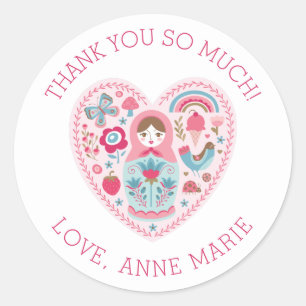 Sticker en Merci de coeur rose mou