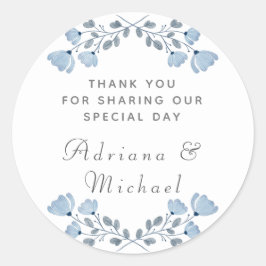 Sticker en Merci de Mariage bleu Dusty
