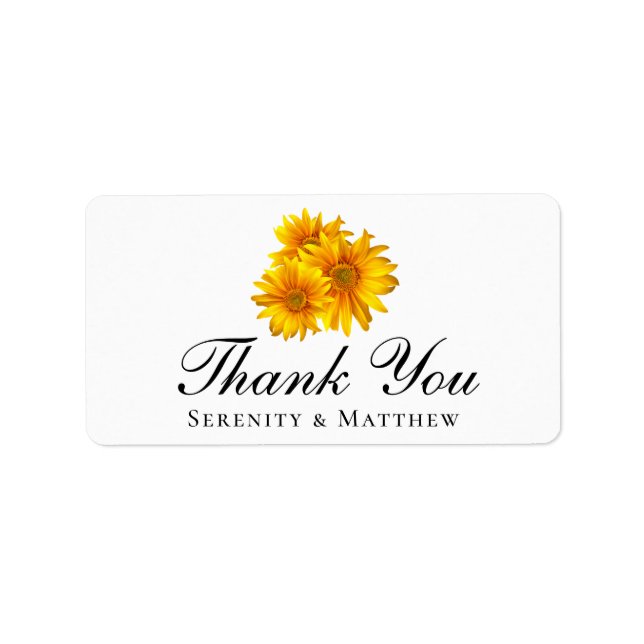 Sticker en Merci de Mariage de fleurs jaunes (Devant)