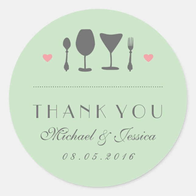 Sticker en Merci de Mariage de la cuillère à fourc (Devant)