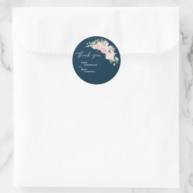 Sticker en Merci de Mariage de la Marine Florale (Sac)