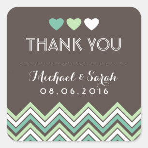Sticker en Merci de Motif de Mint Green Chevron