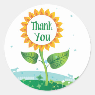 Sticker en Merci de tournesol floral / Sceau