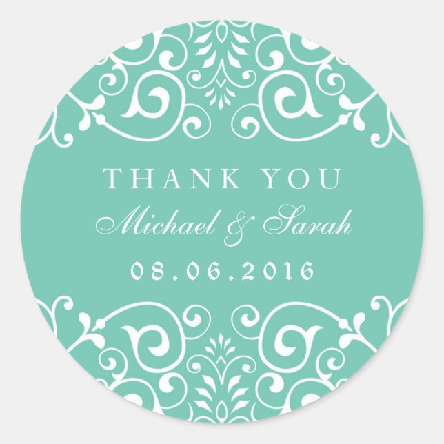 Sticker en Merci floral bleu turquoise (Devant)