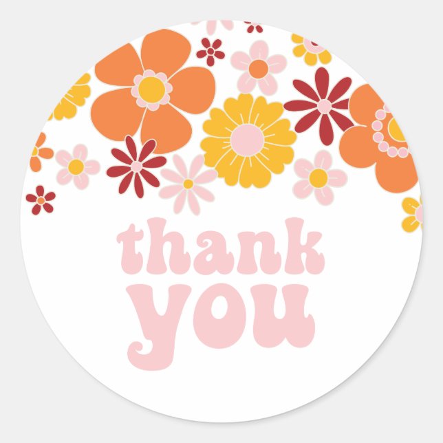 Sticker en Merci floral rétro (Devant)