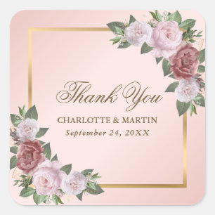 Sticker en Merci floral rose
