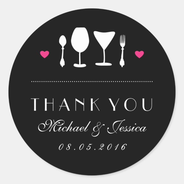 Sticker en Merci Mariage à cuillère blanche noire (Devant)