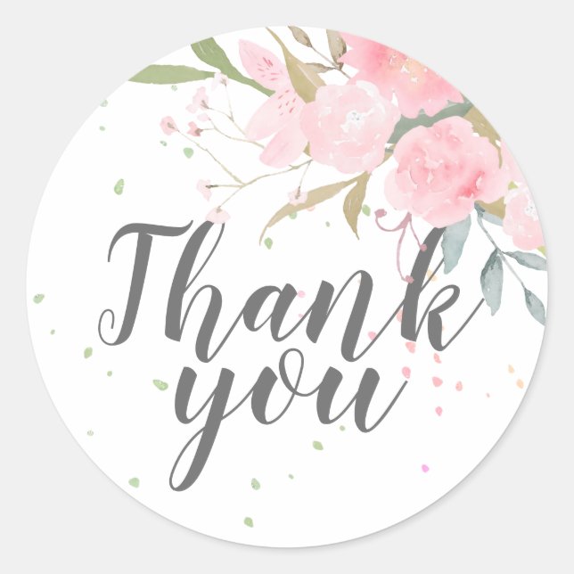 Sticker en Merci Mariage Aquarelle rose (Devant)