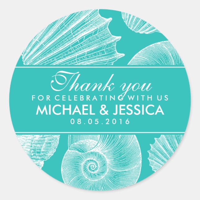 Sticker en Merci Mariage bleu turquoise (Devant)