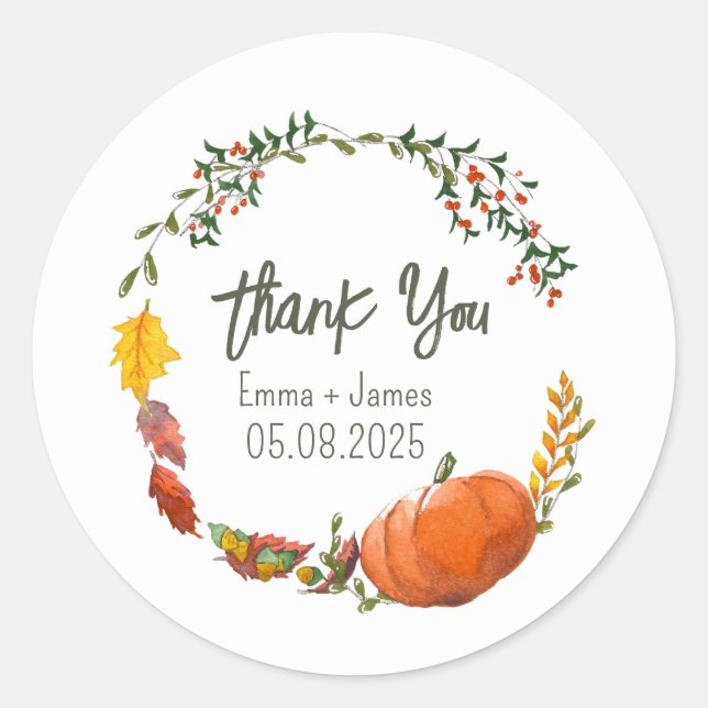 Sticker en Merci mariage de automne ou Thanksgivin (Devant)
