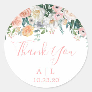 Sticker en Merci Mariage floral brillant romantiqu