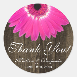 Sticker en Merci Mariage rustique rose chaud