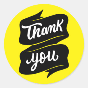 Sticker en Merci minimaliste jaune et noir blanc