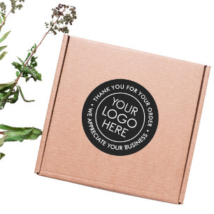 Sticker en Merci noir personnalisé avec logo