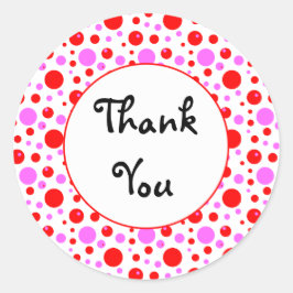 Sticker en Merci Pois rose et rouge