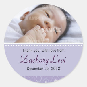 Sticker en Merci pour bébé avec goutte violette