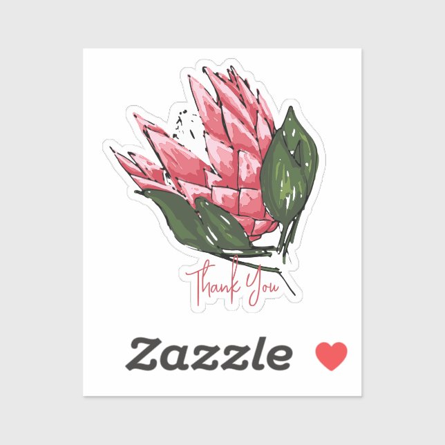 Sticker en Merci Protea Aquarelle I (Feuille)