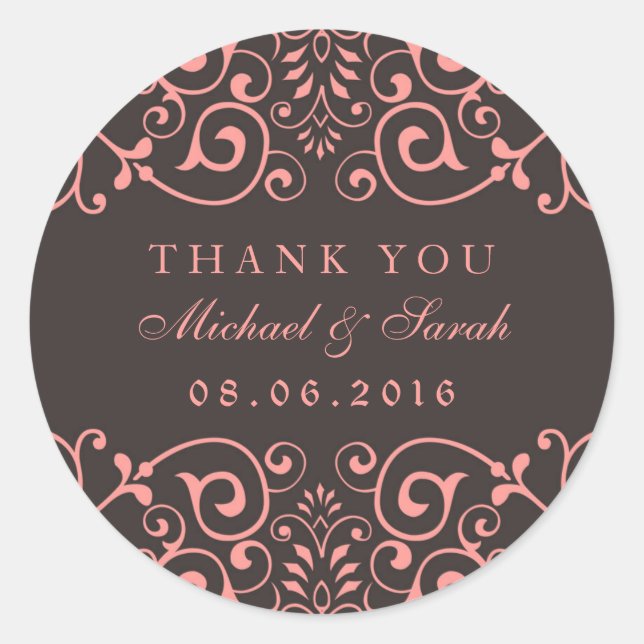 Sticker en Merci rose gris victorien (Devant)