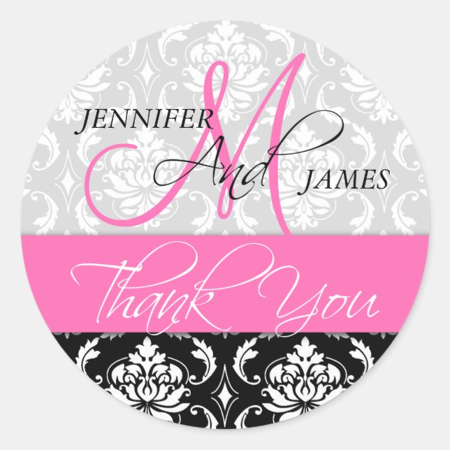 Sticker en Merci rose Mariage damassé préféré (Devant)