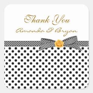 Sticker en Merci rose Polka blanc noir