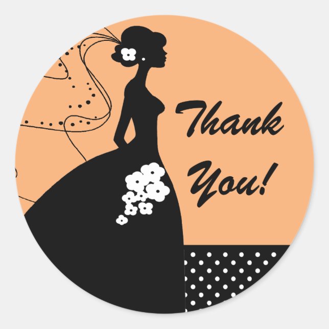 Sticker en Merci Silhouette Bride Fête des mariées (Devant)
