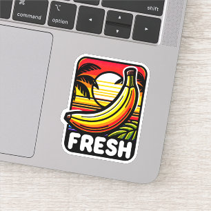Sticker en métal frais vibrant à la banane tropica