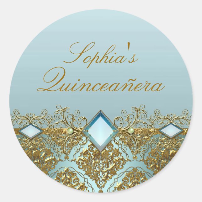 Sticker en or Damask & Jewel Quinceanera (Devant)
