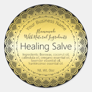Sticker en or Faux Étiquette Balm de guérison fait