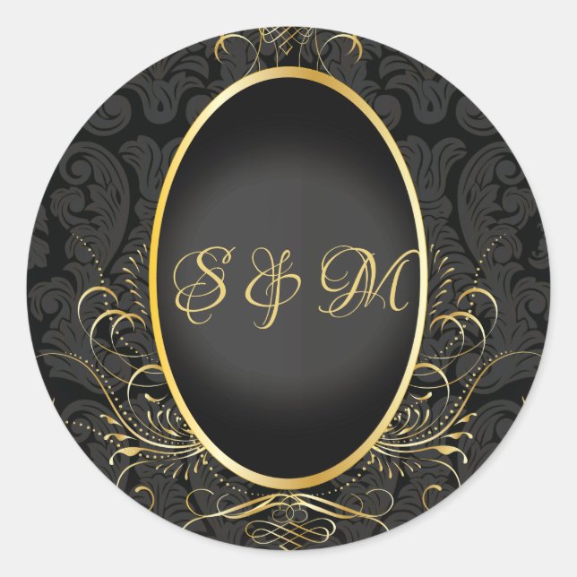 Sticker en or noir Monogram Classy Royal Style (Devant)