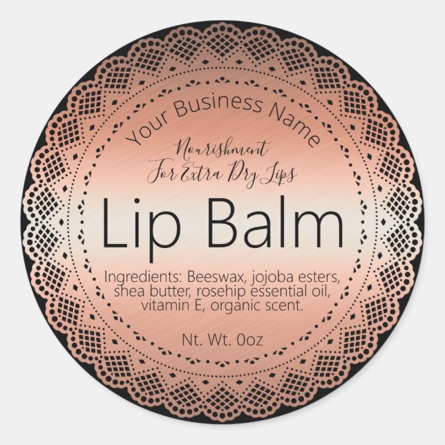 Sticker En Or Rose Faux Étiquette Pour Balm À Lèvr (Devant)