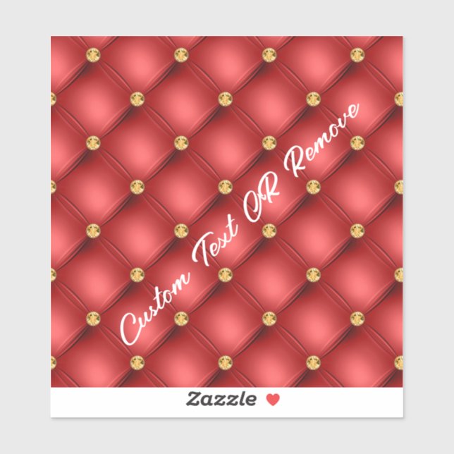 Sticker en or rouge avec texte personnalisé (Feuille)
