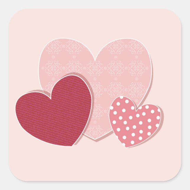 Sticker en papier Coeurs roses (Devant)