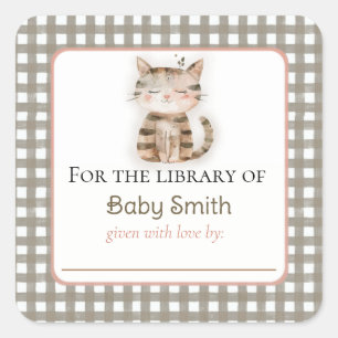 Sticker en plaque de baby shower avec Cute Kitten