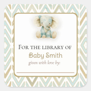 Sticker en plaque de baby shower avec éléphant à p