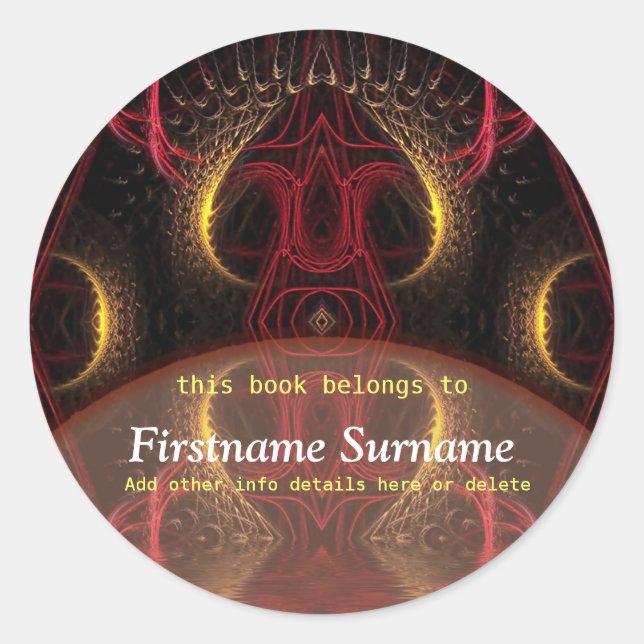 Sticker en plaques d'art fractal du champignon rou (Devant)