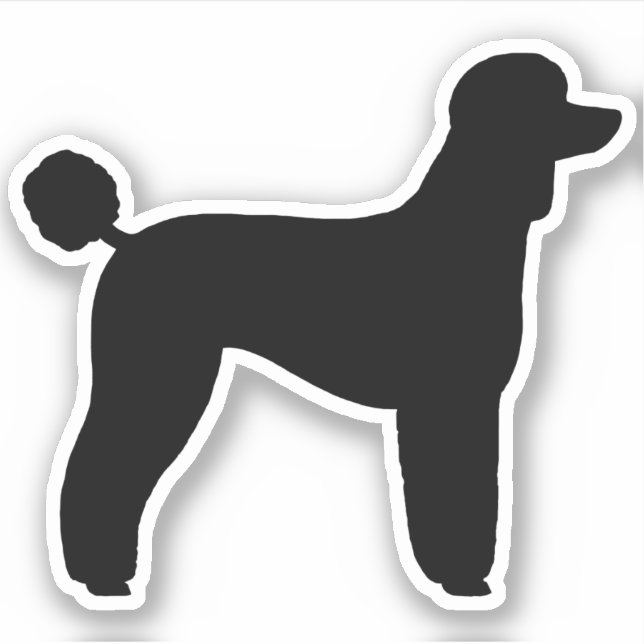 Sticker en silhouette de caniche standard noir (Devant)
