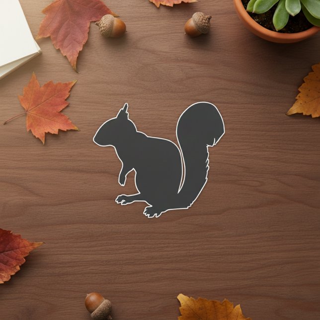 Sticker en silhouette d'écureuil noir (Black Squirrel Silhouette Sticker)