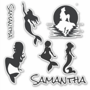 Sticker en silhouette noire de sirènes